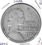 Monedas - America - Cuba - 22 - 1935 - peso - plata