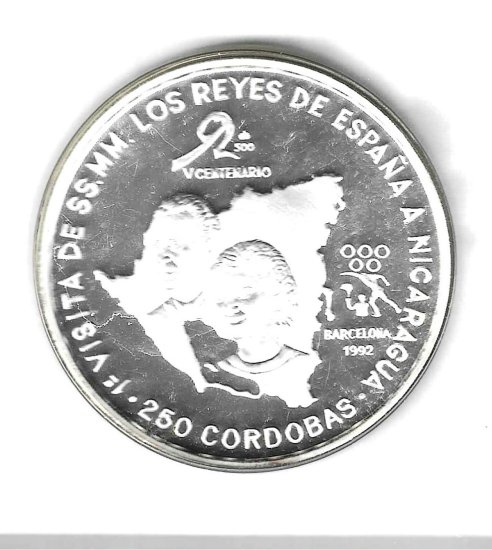 Monedas - America - Nicaragua - 79 - 1992 - 250 cordoba - plata - Click en la imagen para cerrar