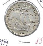 Monedas - Europa - Portugal - 586 - 1954 - 10 escudos - plata