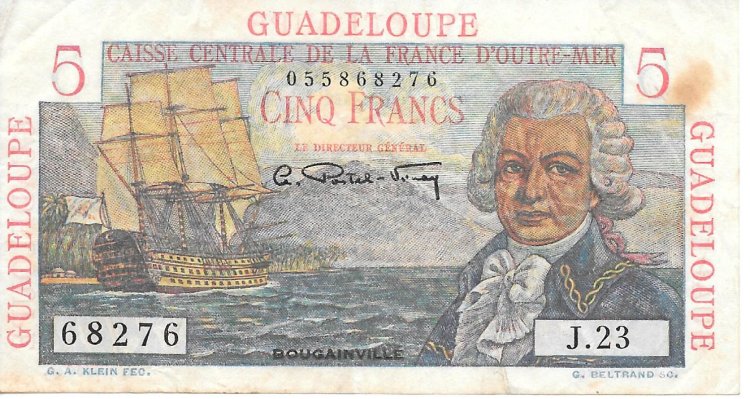 Billetes - Europa - Francia - 31 - BC+ - Año 1947-49 - Guadalupe - 5 Francos - num ref: 68276 - Click en la imagen para cerrar