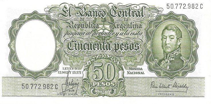 Billetes - America - Argentina - 266 - EBC - Año 1942-1954 - 50 Pesos - num ref. 50772982C - Click en la imagen para cerrar