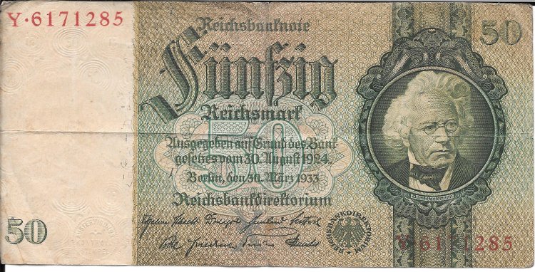 Billetes - Europa - Alemania - 182 - MBC- - Año 1933 - 50 RM - num ref: 6171285 - Click en la imagen para cerrar