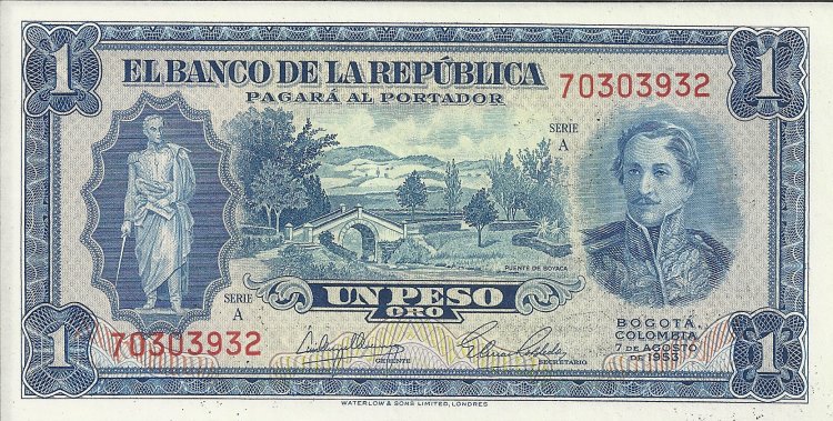 Billetes - America - Colombia - 398 - S/C - Año 1953 - Peso Oro - Click en la imagen para cerrar