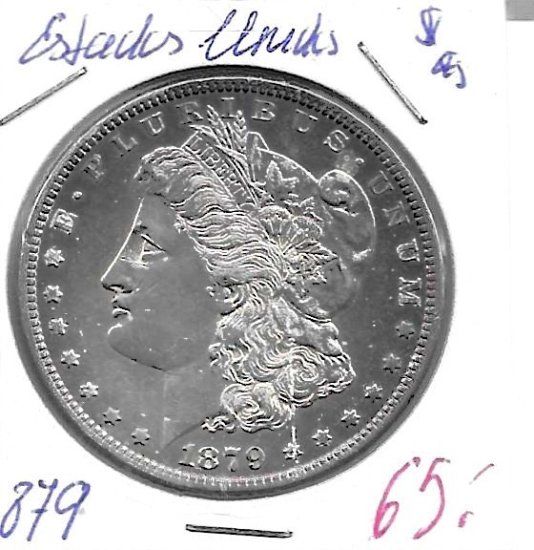 Monedas - America - Estados Unidos - 110 - 1879 - dollar - plata - Click en la imagen para cerrar