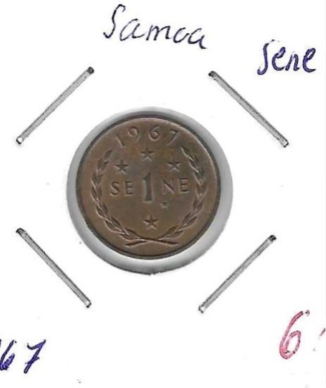 Monedas - Oceania - Samoa - 1 - 1967 - sene - Click en la imagen para cerrar