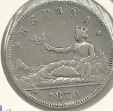 Monedas - España - Gobierno Provisional ( 29-IX-186 - 089 - Año 1870*74 - 2 pesetas