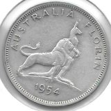 Monedas - Oceania - Australia - 55 - 1954 - Florin - Plata