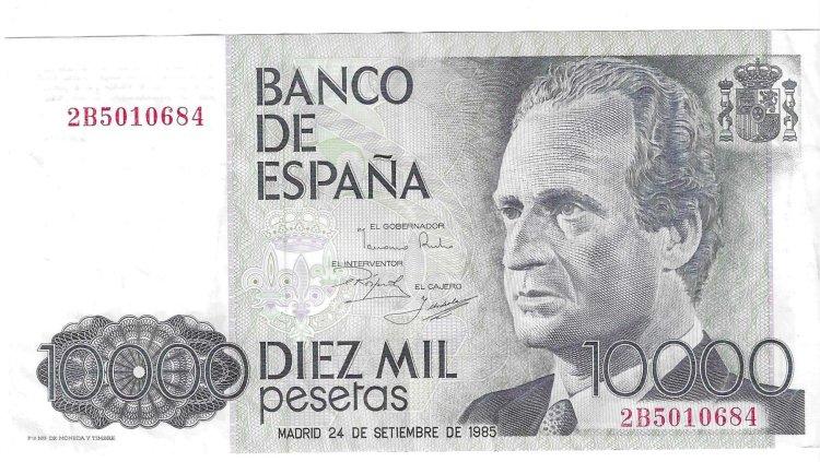 Billetes - EspaÃ±a - Juan Carlos I (1975 - 2014) - 10000 ptas - 536 - MBC+ - 1985 - Num.ref: 2B5010684 - Click en la imagen para cerrar