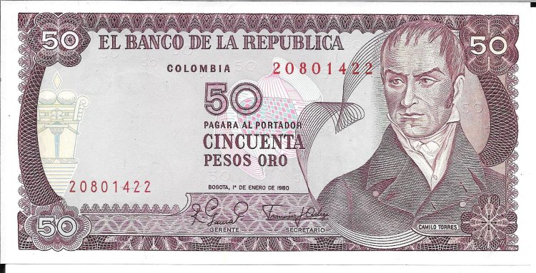 Billetes - America - Colombia - 422a - sc - 1980 - 50 pesos - Num.ref: 20801422 - Click en la imagen para cerrar