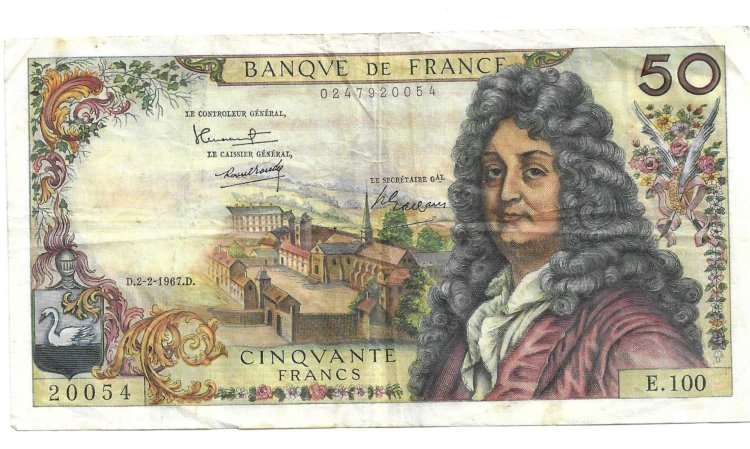 Billetes - Europa - Francia - 148 - mbc - 1967 - 50 francos - Num.ref: E100 - Jean Racine - Click en la imagen para cerrar