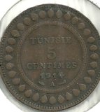 Monedas - Africa - Tunez - 235 - Año 1914 - 5 Ctm