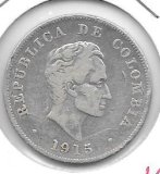 Monedas - America - Colombia - 193.2 - Año 1915 - 50 ctv - plata