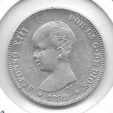 Monedas - EspaÃ±a - Alfonso XIII ( 17-V-1886/14-IV) - 98 - 1892*18*92 - 2 Pesetas - Plata