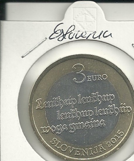 Monedas - Euros - 3€ - Eslovenia - SC - Año 2015 - 500º Aniversario Texto Esloveno - Click en la imagen para cerrar