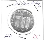 Monedas - Europa - San Marino - 21 - 1972 - 500 liras - plata