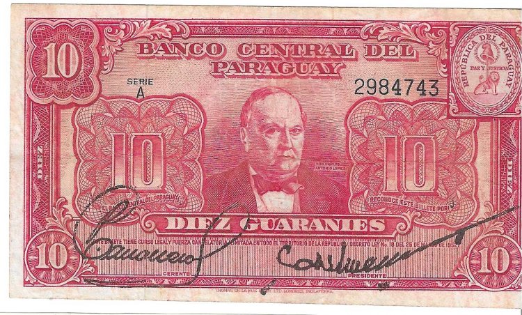 Billetes - America - Paraguay - 107 - EBC - 1952 - 10 guaranies - Num.ref: 2984743 - Click en la imagen para cerrar