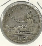 Monedas - España - Gobierno Provisional ( 29-IX-186 - 088 - Año 1870*73 - 2 pesetas