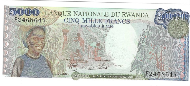 Billetes - Africa - Ruanda - 22 - SC - 1988 - 5000 francos - Num.ref: F2468647 - Click en la imagen para cerrar