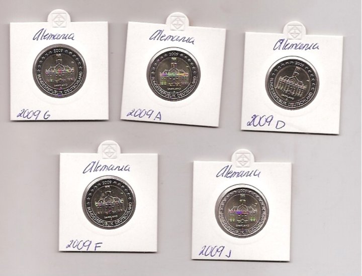 2€ - Alemania - SC - Año 2009 - Saarland (Sarre) 5 monedas - 5 cecas - Click en la imagen para cerrar