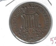 Monedas - EspaÃ±a - Isabel II (1833 - 1868) - 196 - 1838 - 6 cuartos - Barcelona