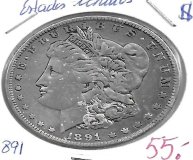 Monedas - America - Estados Unidos - 110 - 1891 - dollar - plata