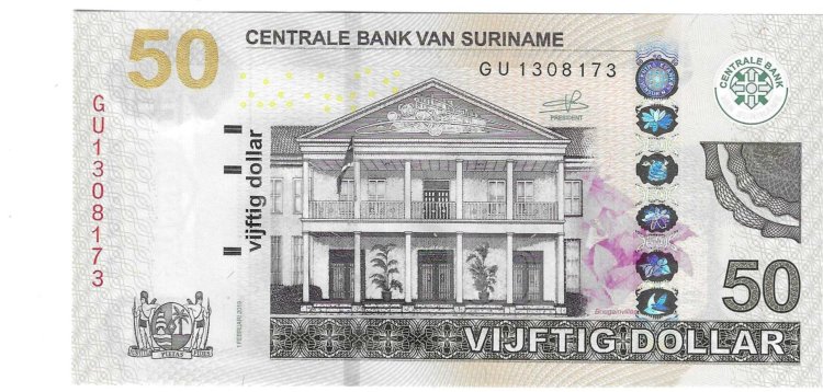 Billetes - America - Suriname - 165N - SC - 2019 - 50 dolares - Num.ref: GU1308173 - Click en la imagen para cerrar