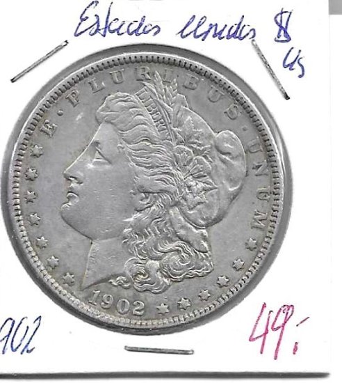 Monedas - America - Estados Unidos - 110 - 1902 - dollar - plata - Click en la imagen para cerrar