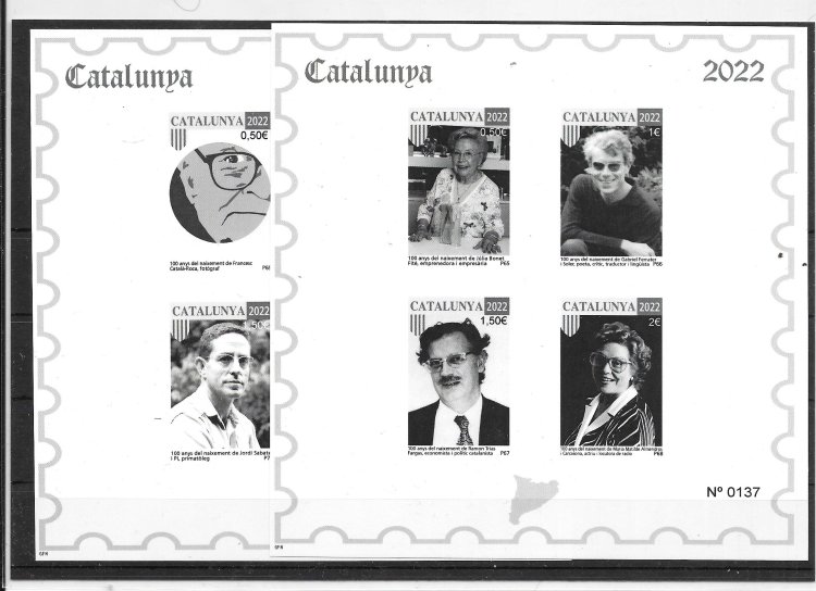 Sellos - Pruebas Filatelicas de Catalunya - Año 2022 - 2HB Pruebas en b/n - Personajes - Click en la imagen para cerrar