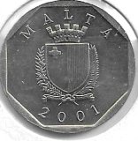 Monedas - Europa - Malta - 98 - 2001 - 50 Ct