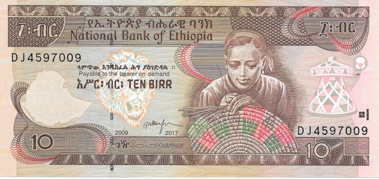 Billetes - Africa - Etiopia - - S/C - Año 2017 - 10 Birr - num ref: DJ4597008 - Click en la imagen para cerrar