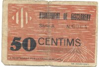 Billetes - EspaÃ±a - II RepÃºblica (1931 - 1939) - Locales - CataluÃ±a - 64 - 1937 - Gisclareny - 50 Ct - num ref:0064