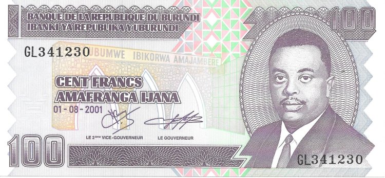 Billetes - Africa - Burundi - 37c - S/C - 2001 - 100 Francos - num ref:341230 - Click en la imagen para cerrar