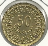 Monedas - Africa - Tunez - 308 - Año 1983 - 50 millim