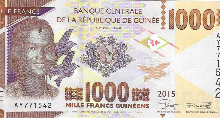 Billetes - Africa - Guinea - 48 - SC - 2015 - 1000 francos - Num.ref: AY771542 - Click en la imagen para cerrar