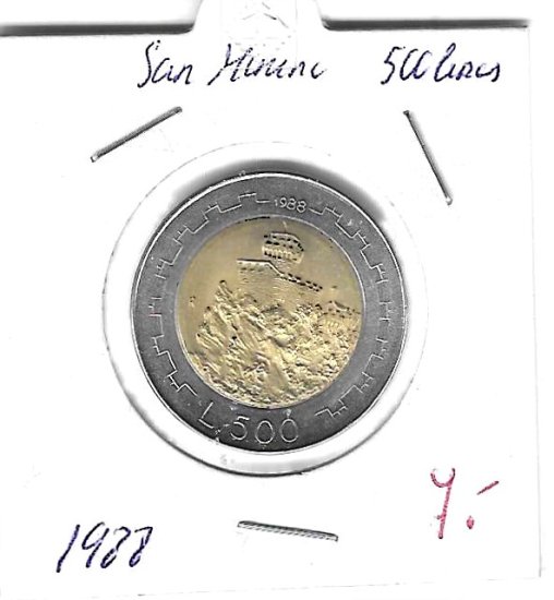 Monedas - Europa - San Marino - 226 - 1988 - 500 liras - Click en la imagen para cerrar