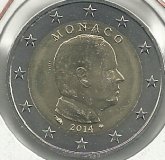 Monedas - Euros - 2€ - Mónaco - SC - Año 2014 - Príncipe Alberto