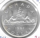 Monedas - America - Canadá - 54 - Año 1961 - dolar - plata