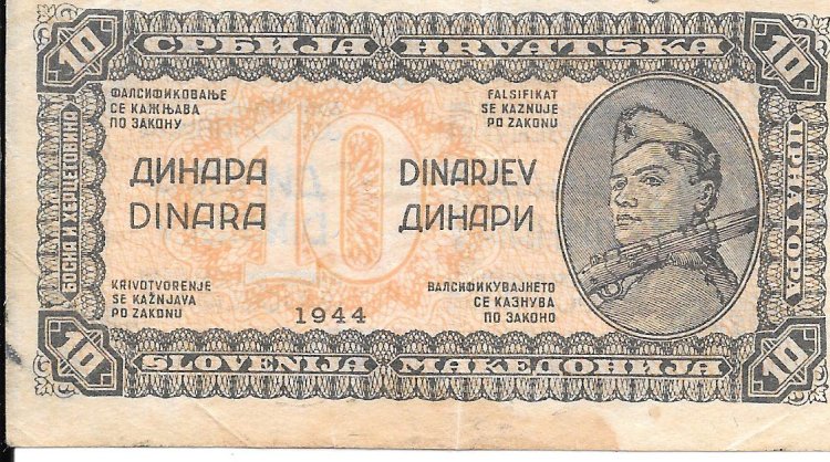 Billetes - Europa - Yugoslavia - 50 - bc+ - 1944 - 10 dinara - Click en la imagen para cerrar