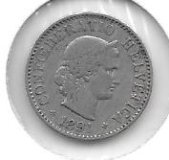 Monedas - Europa - Suiza - 26 - 1891 - 5 rapper