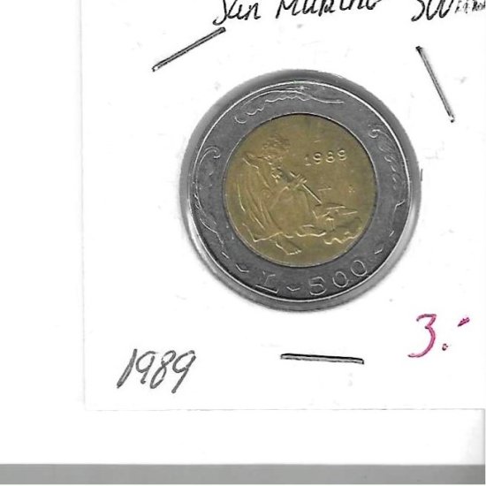 Monedas - Europa - San Marino - 239 - 1989 - 500 liras - Click en la imagen para cerrar