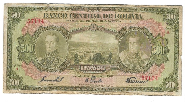 Billetes - America - Bolivia - 126 - MBC - 1928 - 500 bolivianos - Num.ref: 57134 - Click en la imagen para cerrar