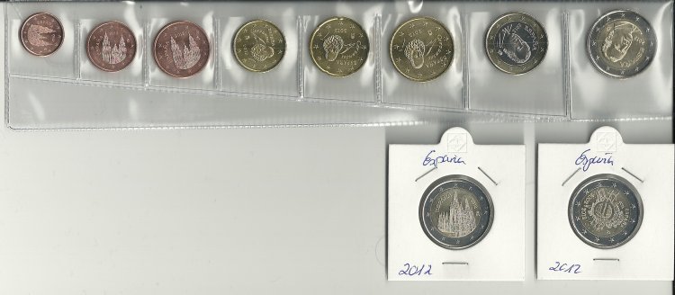 Colección en tiras - España - sc - Año 2012 - 10 monedas - Click en la imagen para cerrar