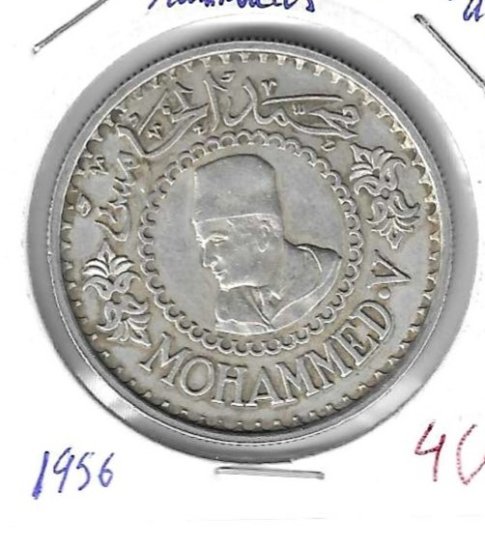 Monedas - Africa - Marruecos - 54 - 1956 - 500 francos - plata - Click en la imagen para cerrar