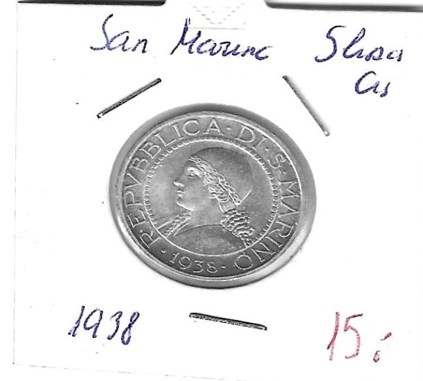 Monedas - Europa - San Marino - 9 - 1938 - 5 liras - plata - Click en la imagen para cerrar