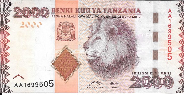 Billetes - Africa - Tanzania - - sc - 2000 - 2000 shillings - Num.ref: AA1699505 - Click en la imagen para cerrar