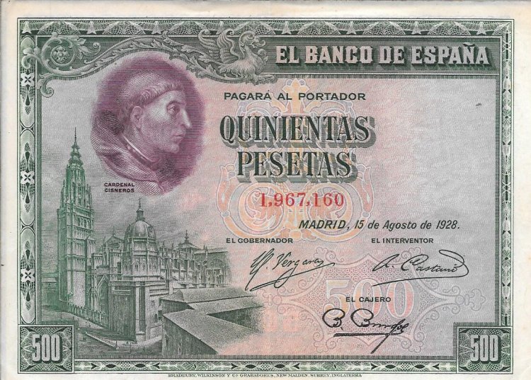 Billetes - EspaÃ±a - Alfonso XIII (1886 - 1931) - 372 - mbc+ - 500 ptas - Num.ref: 1967160 - Click en la imagen para cerrar