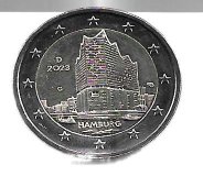 Monedas - Euros - 2€ - Alemania - SC - 2023 - Hamburgo - 1 moneda