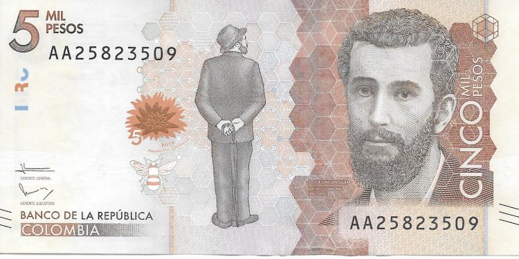 Billetes - America - Colombia - S/C - Año 2015 - 5000 Pesos - num ref: AA25823509 - Click en la imagen para cerrar