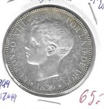 Monedas - EspaÃ±a - Alfonso XIII ( 17-V-1886/14-IV) - 154 - 1899*18*99 - 5 pesetas - plata