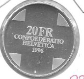 Monedas - Europa - Suiza - 76 - 1996 - 20 francos - plata